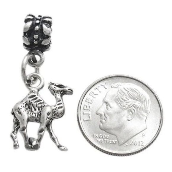 CAMEL EURO BEAD CHARM IN 3D STERLING SILVER. - Picture 2 of 2